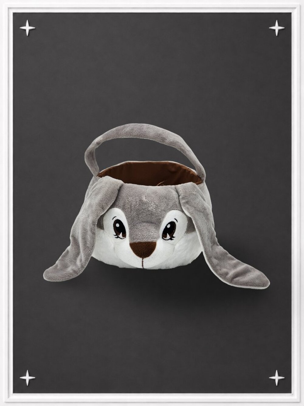 Retro Plush Grey Easter Bunny Basket